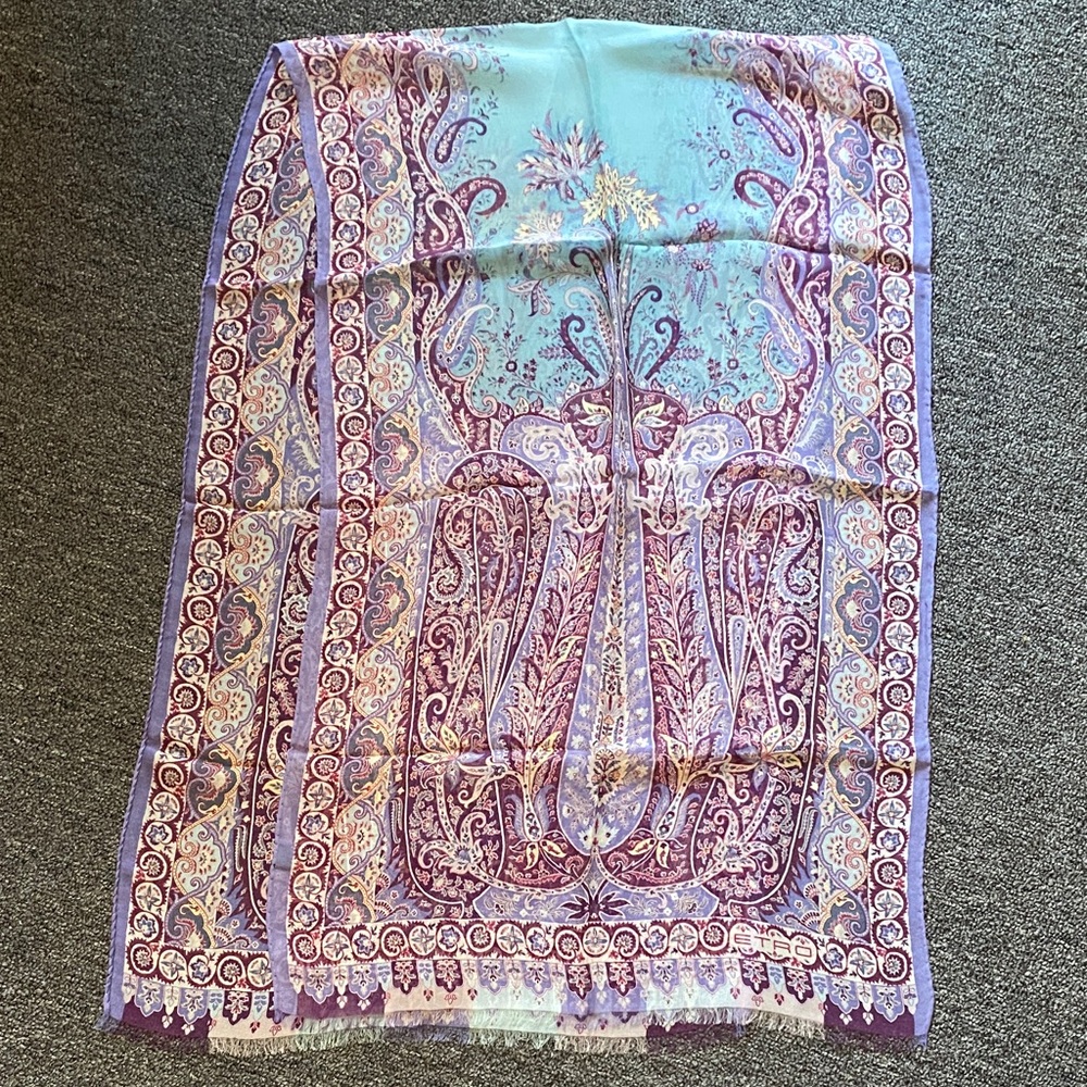 Etro Purple and Blue Paisley Sarong